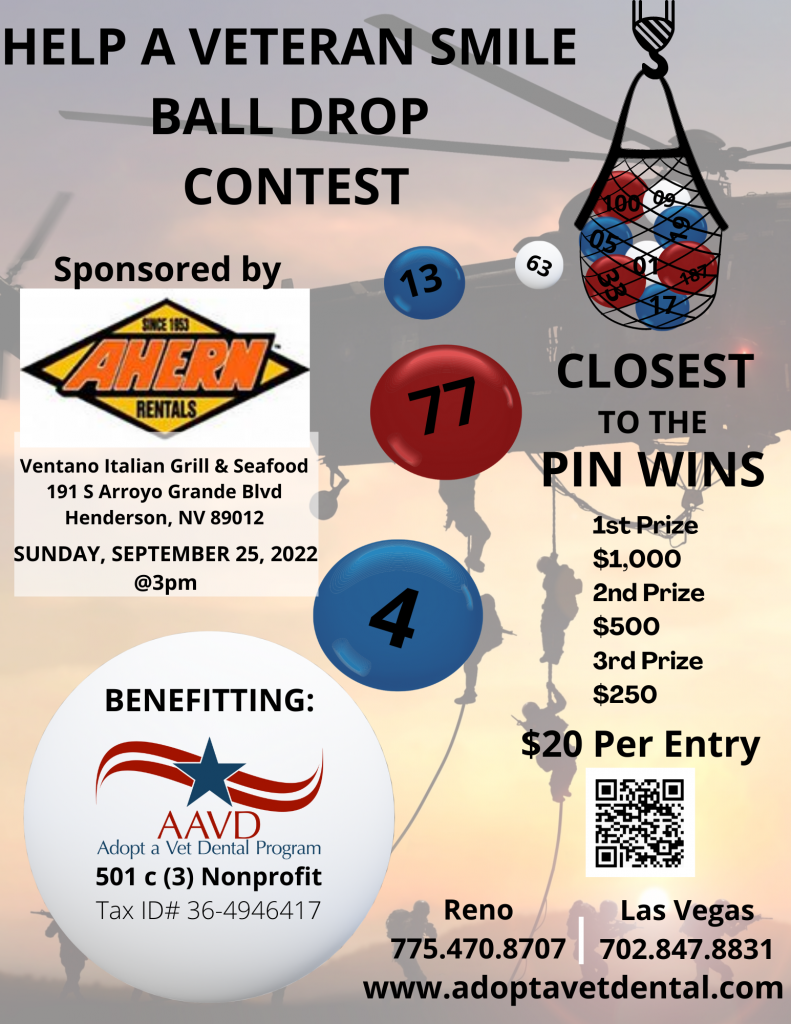 AAVD Help a Veteran Smile Ball Drop Contest Flyer
